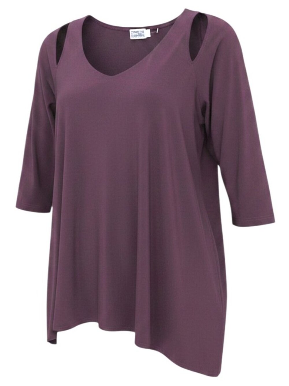 Sympli Burgundy Cold Shoulder Tunic with Asymmetrical Hemline Size 10